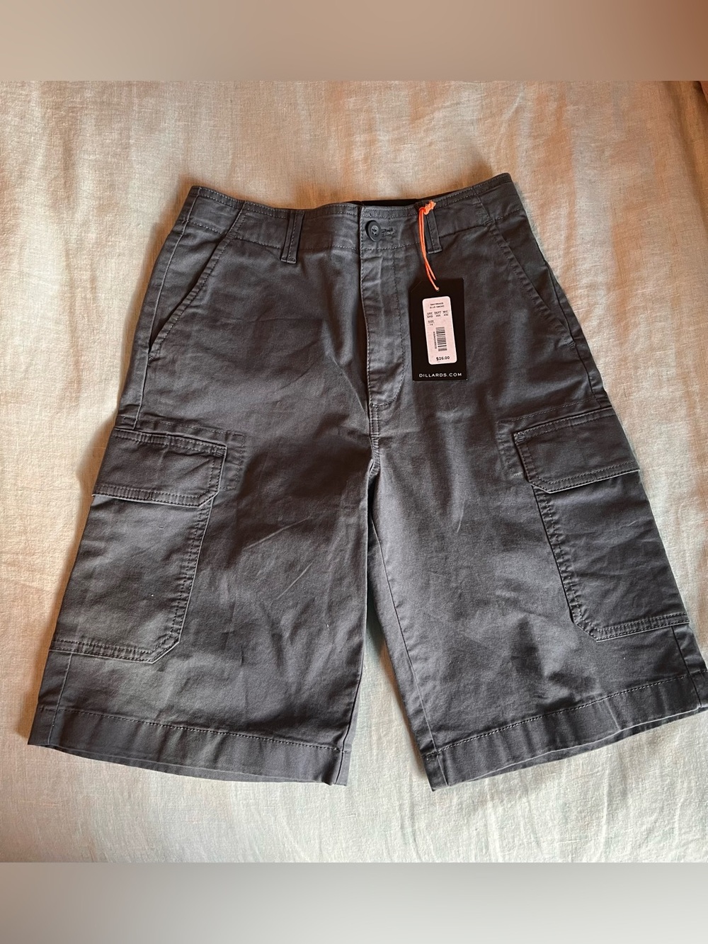 Boys First Wave Grey Blue Slate Khaki Cargo Shorts Large 14